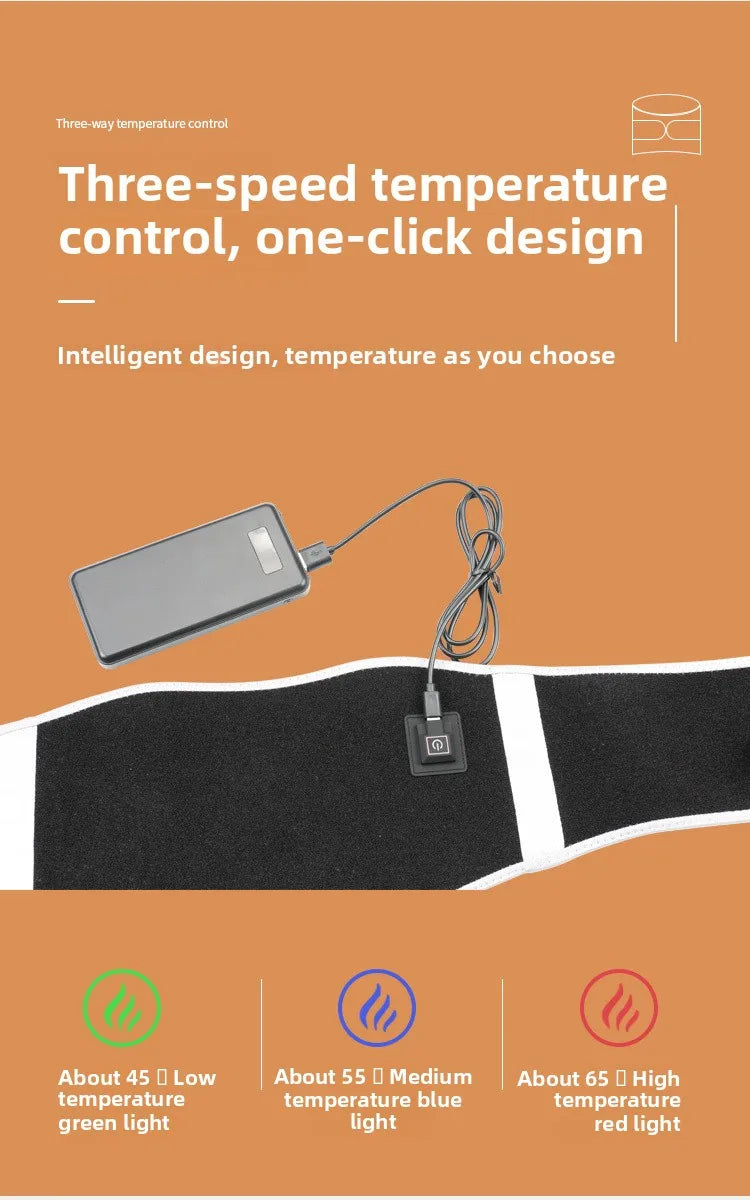USB Electric Heating Warmer Hot Waist Lumbar Back Pad Belt Protector Brace Band Support Massager Anti Pain Relief Therapy Tool