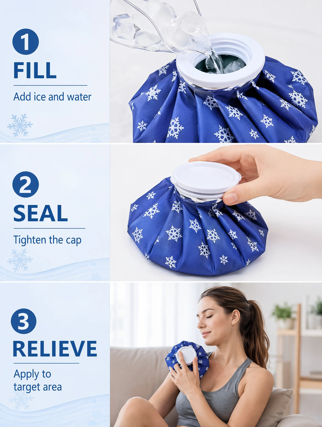 Reusable Ice Pack for Injuries, Hot & Cold Therapy Ice Bag with Cover, No-Leak Pain Relief Ice Pack for Sports