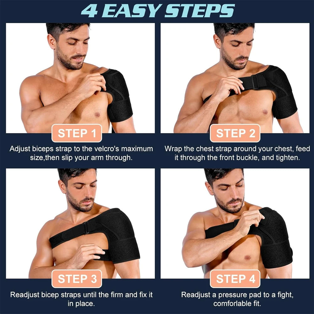 Recovery Shoulder Brace for Men & Women, Adjustable Shoulder Support Sleeve for Torn Rotator Cuff AC Joint Relief Arm Stability