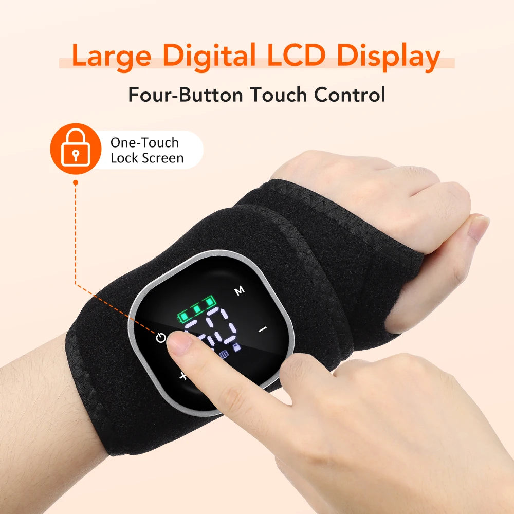 Red Light Therapy Wrist Belt 36 LED - 3-Temp Heat & Vibration Massage for Pain Relief - 660/850nm Support Brace Wrap Belt