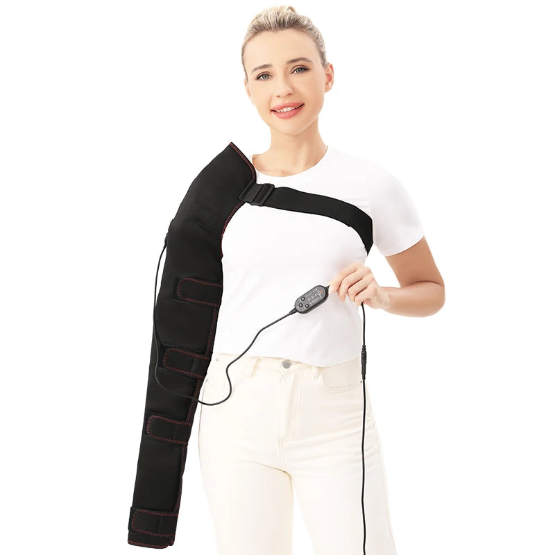 Shoulder Arm Massage Heating Brace Long Heated Elbow Heating Support 3 Vibration Heat Settings Shoulder Wrap for Frozen Shoulder