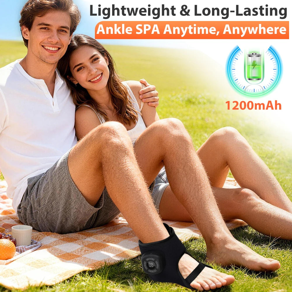 Portable Foot Massager with Heat, Cordless Ankle Massage for Plantar Fasciitis, Swelling, Compression Boot for Circulation