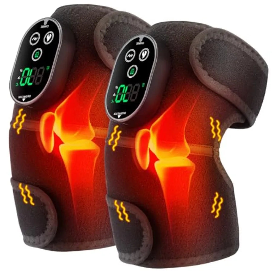 Heating Pad for Knee Pain Relief - Cordless Heated Knee Brace with Massager Heating Knee Warmers Wrap and Arthritic Knees Ideal
