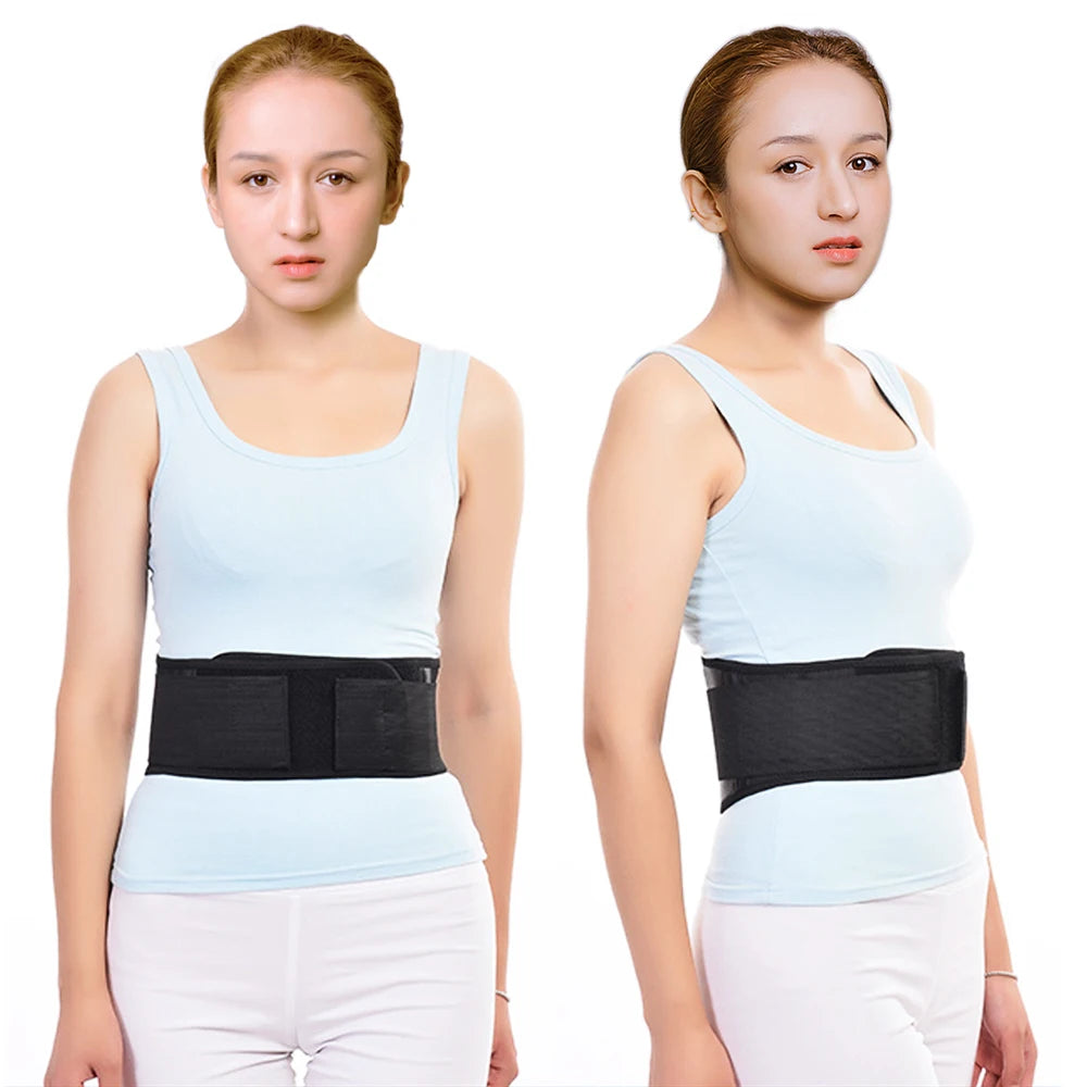 BYEPAIN Tourmaline Self-heating Magnetic Therapy Waist Support Belt Lumbar Back Waist Support Brace Double Banded Adjustable