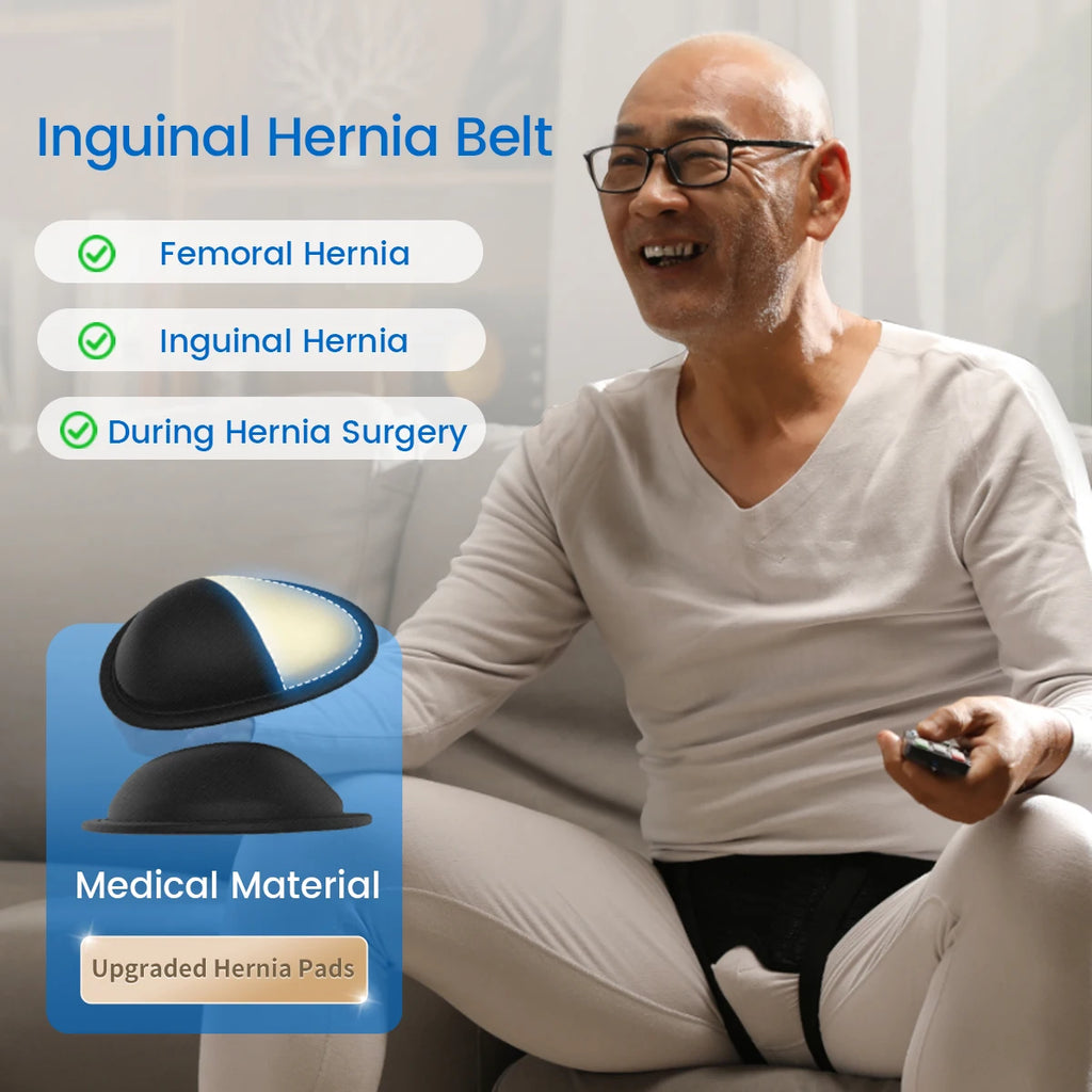VELPEAU Hernia Belt with 2 Compression Pads, Adjustable Hernia Truss Support for Single/Double Inguinal for Men and Women