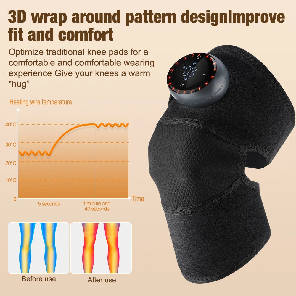 Heating Massage Support Brace 3 in 1 Electric Knee Shoulder Elbow Vibration Massage Belt Hot Compress Leg Joint Muscle Relax