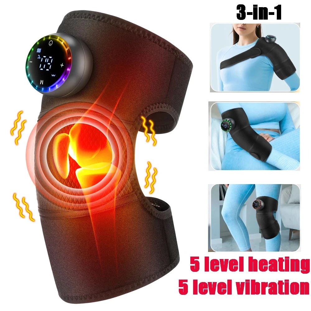Electric Heating Knee Massager 2 in 1 Knee Elbow Knee Leg Thermal Vibration Massage Knee Blood Circulation Warmer Rechargeable