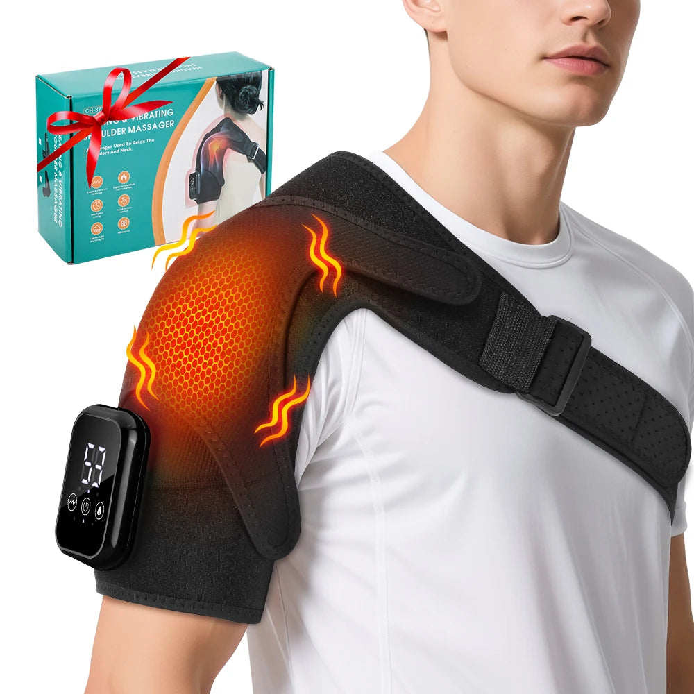 Electric Heating Shoulder Massage Heated Shoulder Brace Vibration Shoulder Massage Support Belt Strap for Arm Muscle Relaxation