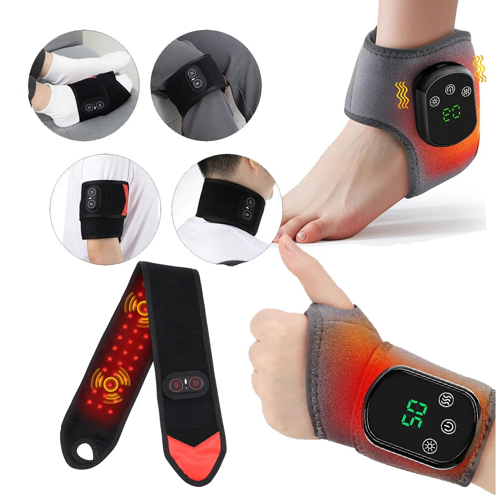 Electric Heating Wrist Massager Hot Compress Vibration Wrist/Ankle Brace Hand Wrist Guard Heating Pad Rechargeable Wristband