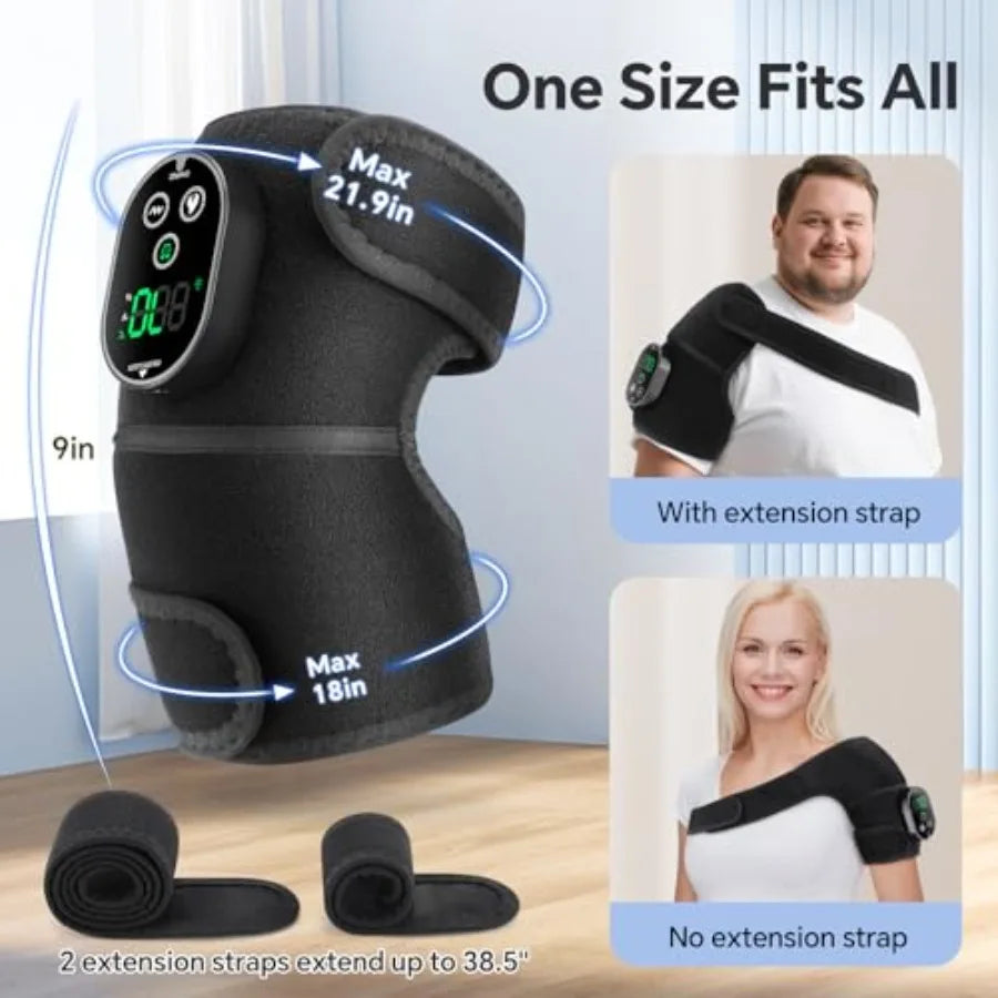 Heating Pad for Knee Pain Relief - Cordless Heated Knee Brace with Massager Heating Knee Warmers Wrap and Arthritic Knees Ideal
