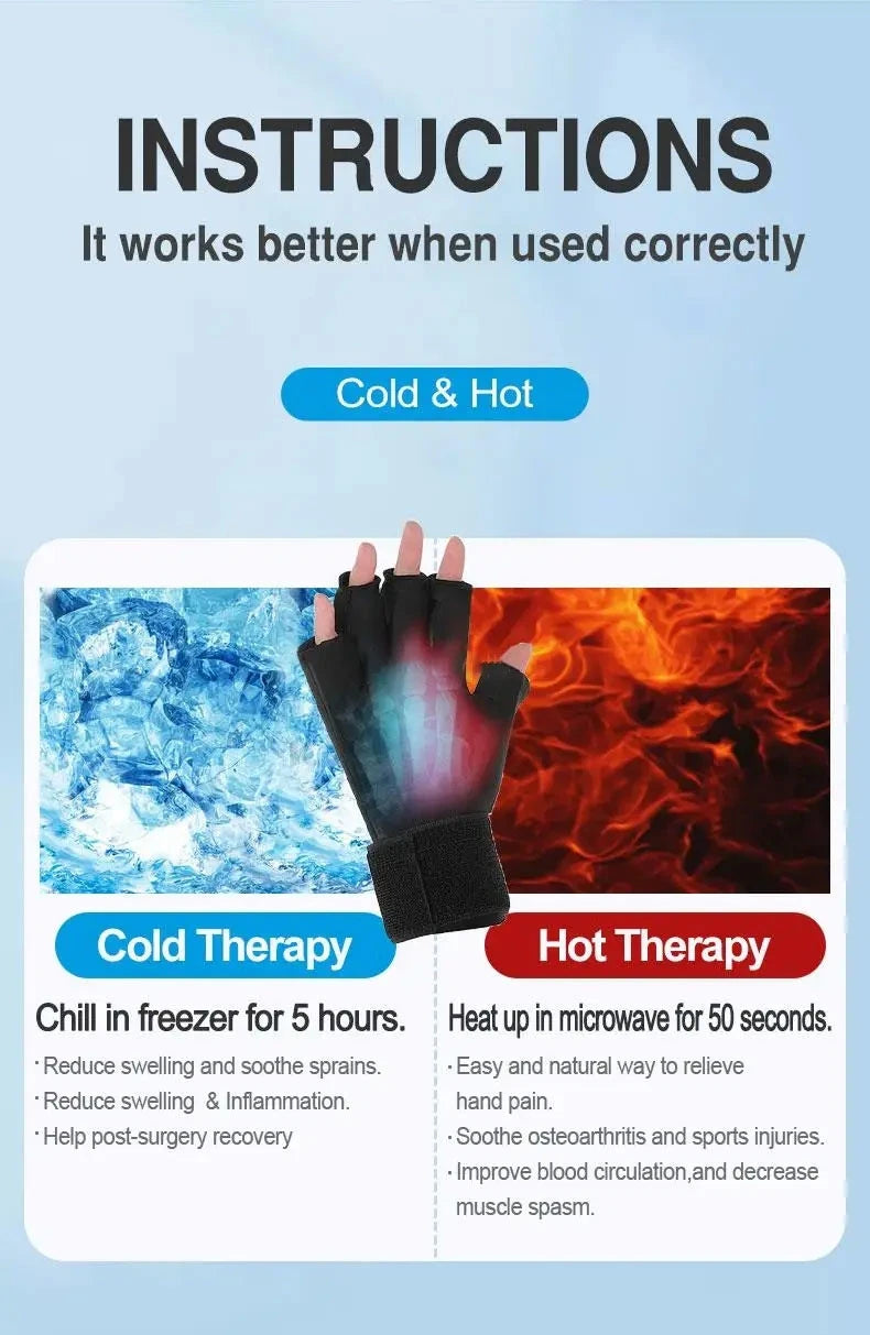 Finger Arthritis Compression Ice Glove Adjustable Wrist Strap Hand Wrist Ice Pack Pain Relief for Arthritis Cold or Heat Therapy
