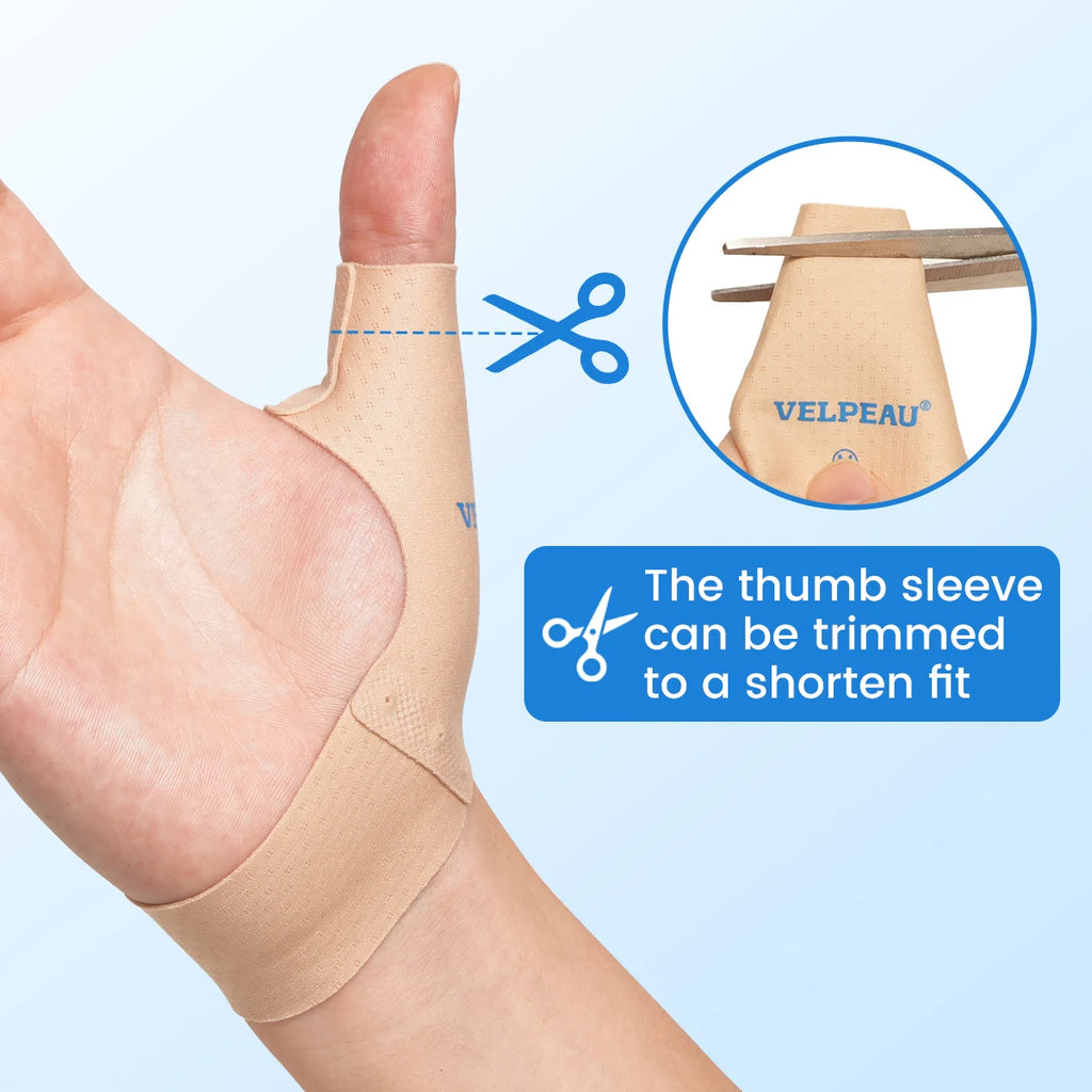 VELPEAU Elastic Thumb Support Brace for Arthritis, Tendonitis, Splint Liner, Thumb Compression Sleeve Fits Left and Right Hands