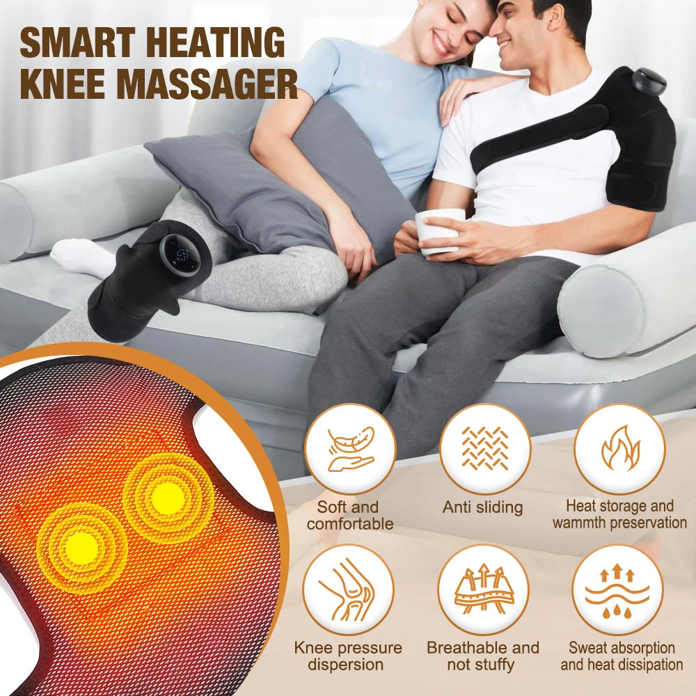 Heating Massage Support Brace 3 in 1 Electric Knee Shoulder Elbow Vibration Massage Belt Hot Compress Leg Joint Muscle Relax