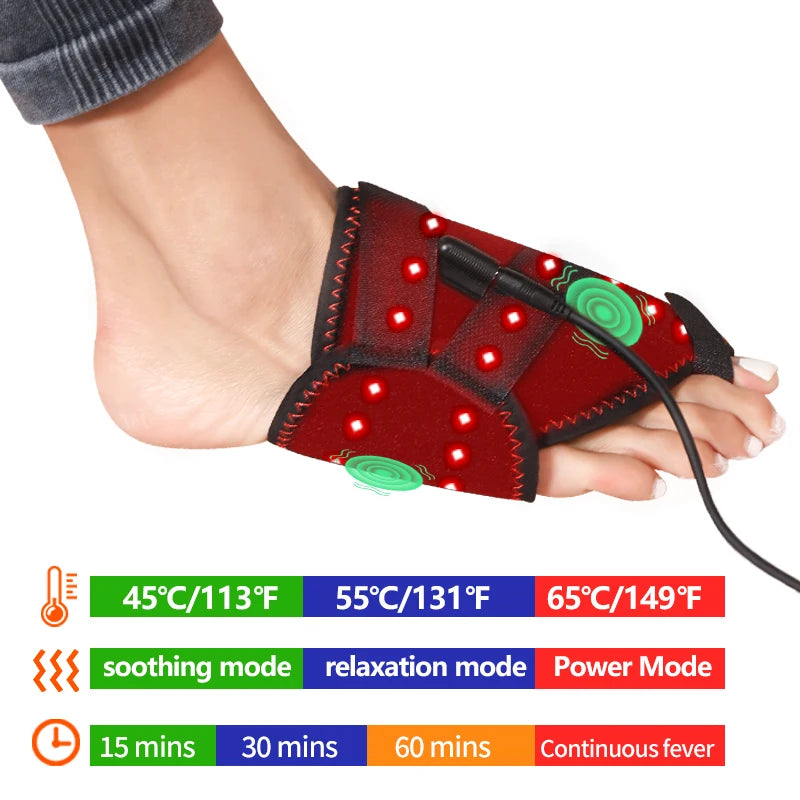 Electric Ankle Massager with 3 Gears Heated Wrap Foot Support Brace for Joint Sprain Pain Relief Vibration Heating Massage Stra