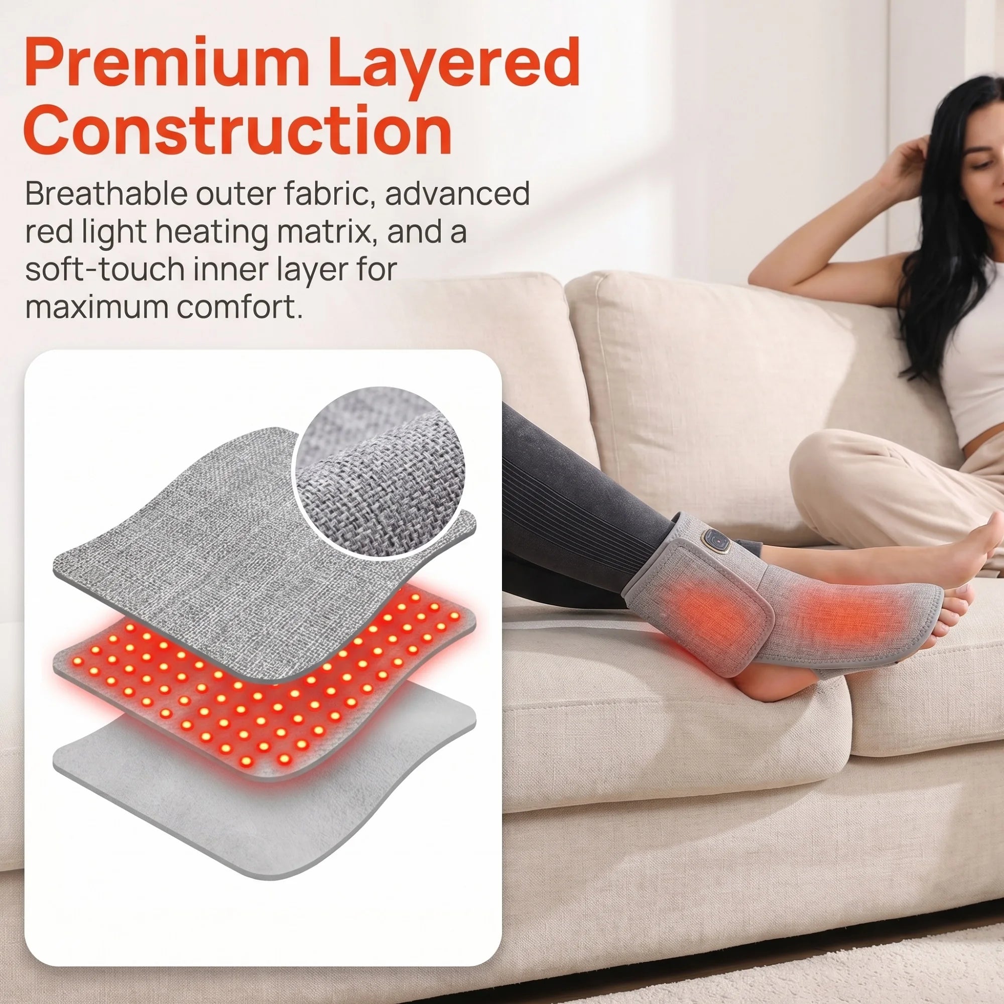 Red Light Heating Cordless Ankle Massager Wrist Wraps Support Brace Ankle Heating Pad Heated Hand Foot Vibration Massage Belt
