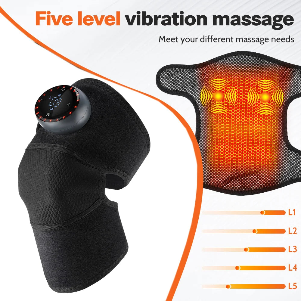 Heating Massage Support Brace 3 in 1 Electric Knee Shoulder Elbow Vibration Massage Belt Hot Compress Leg Joint Muscle Relax