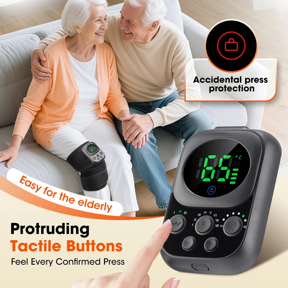 3 IN 1 Heating Knee Pad Multifunctional Knee Shoulder Elbow Massager 3 Modes Vibration Hot Compress Knee Brace USB Charging