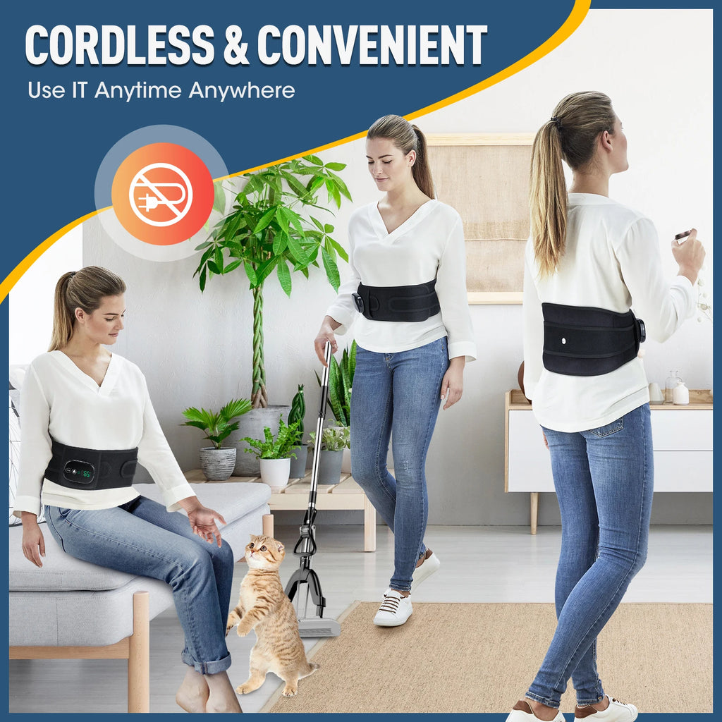 Infrared Heating Waist Massager Electric Belt Vibration USB Charge Red Light Hot Compress Lumbar Back Support Brace Relaxation