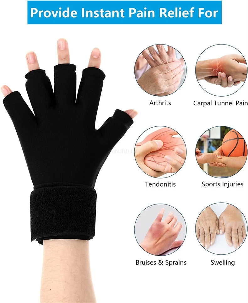 Finger Arthritis Compression Ice Glove Adjustable Wrist Strap Hand Wrist Ice Pack Pain Relief for Arthritis Cold or Heat Therapy