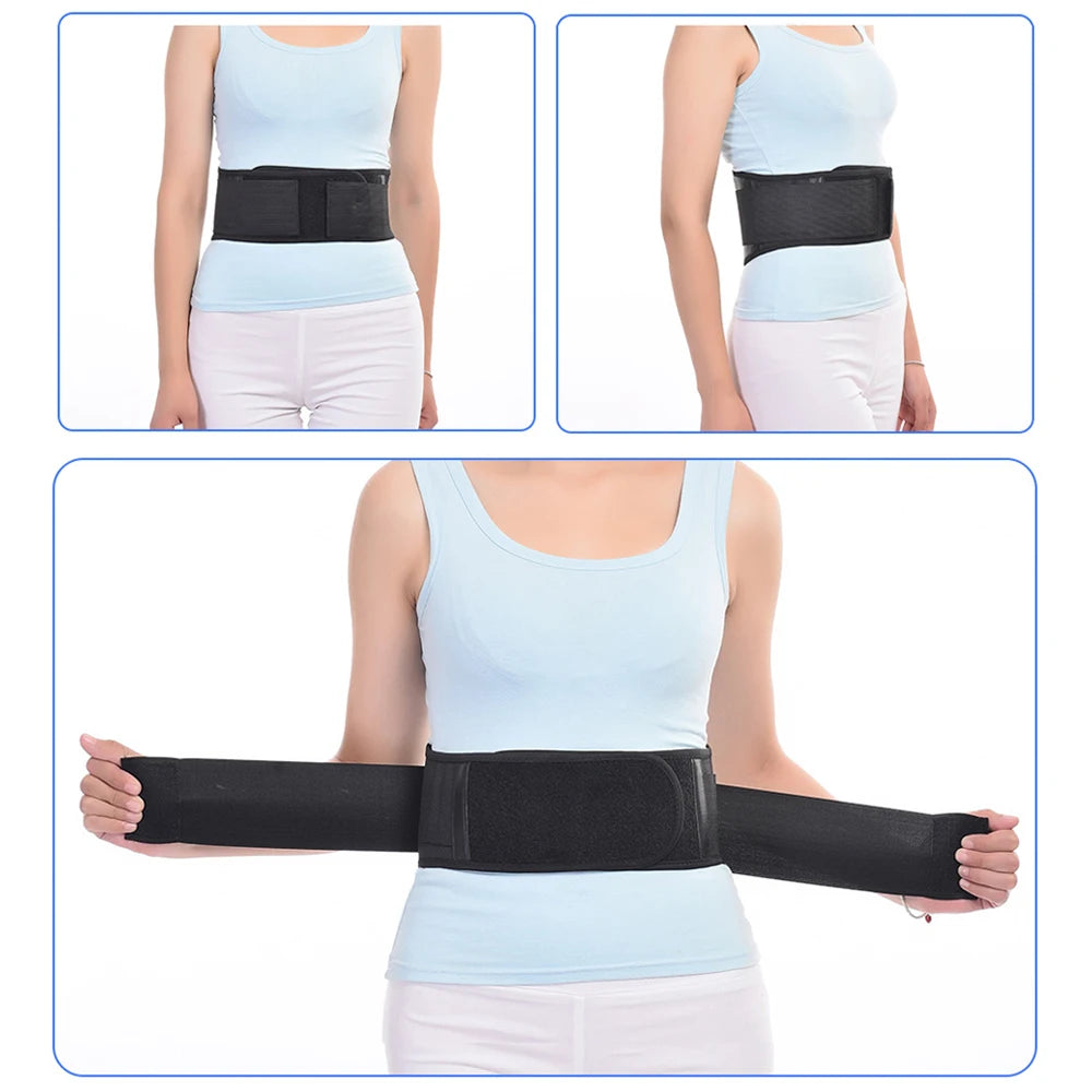 BYEPAIN Tourmaline Self-heating Magnetic Therapy Waist Support Belt Lumbar Back Waist Support Brace Double Banded Adjustable