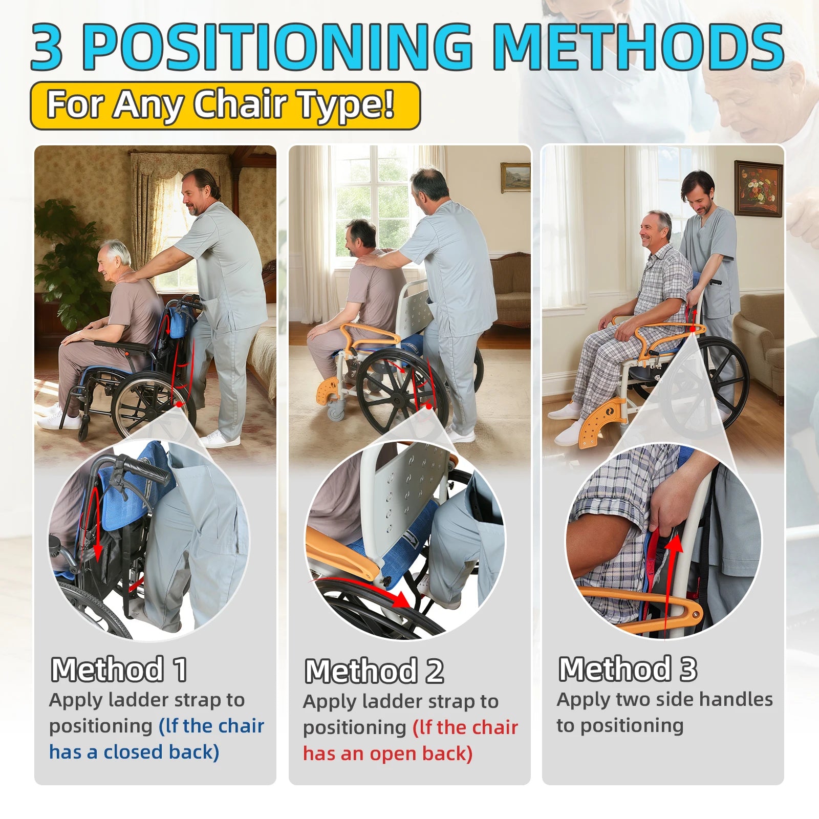 Ehucon One Way Transfer Support Seat Cushion with Handles,Non-Slip Fall Prevention Pad for Elderly 48.4"x16.7" Pack of 1 PC