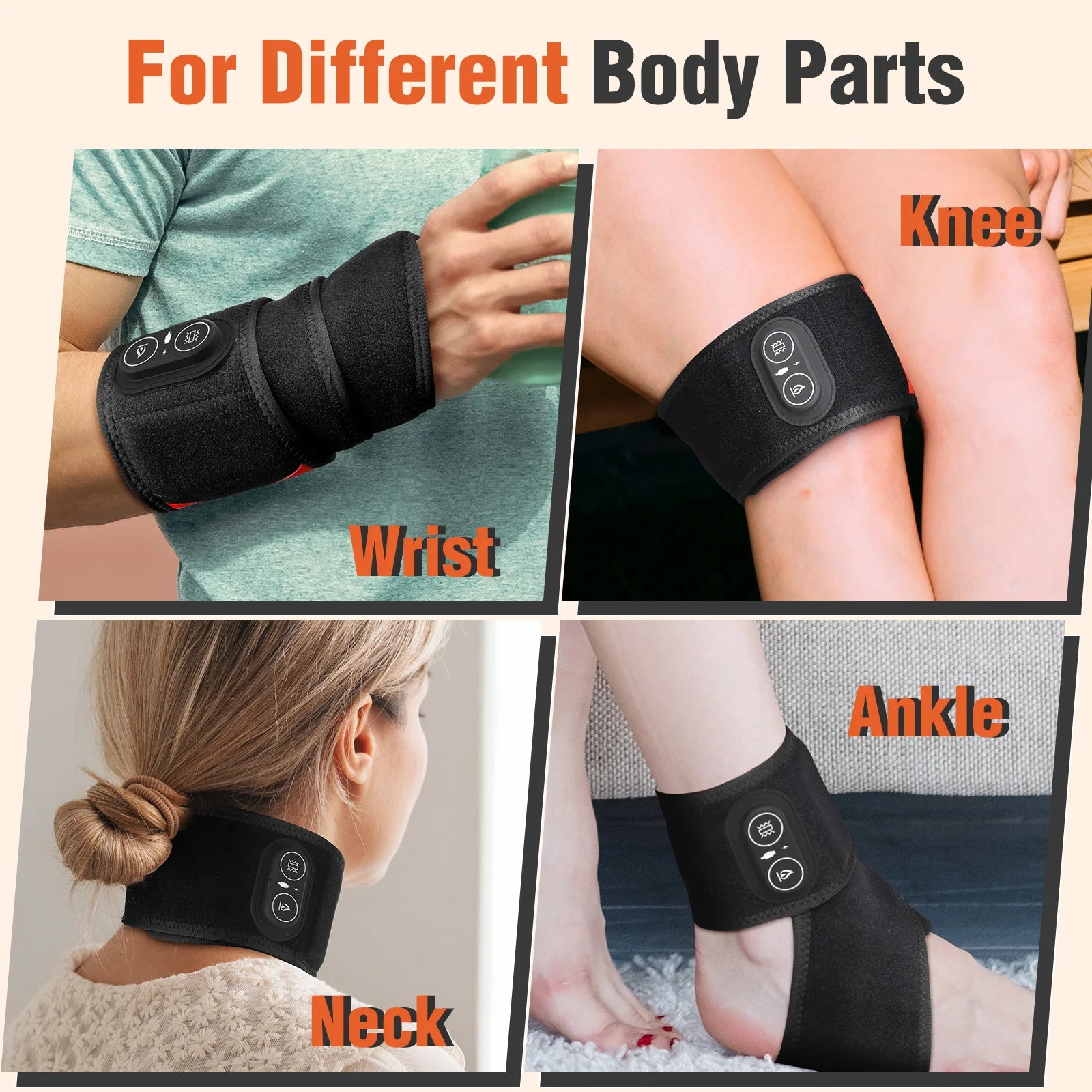 Wireless Vibration Heating Wrap 36pcs LED Beads 660&850nm Red Light Versatile Body Heating Pad for Knee Elbow Wrist Ankle
