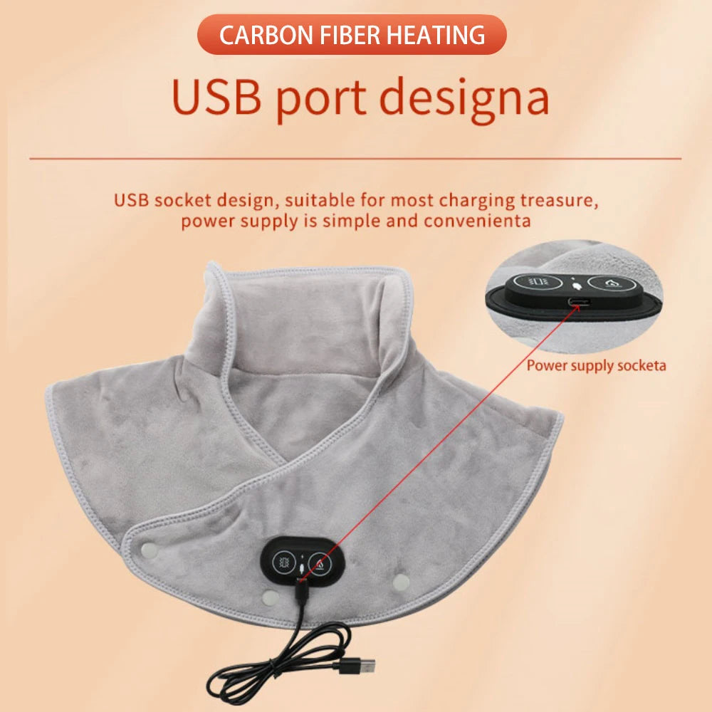 Electric Heating Neck Shoulder Vibration Massager Cervical Vertebra Arthritis Relief Infrared Therapy Neck Back Heated Relax Pad