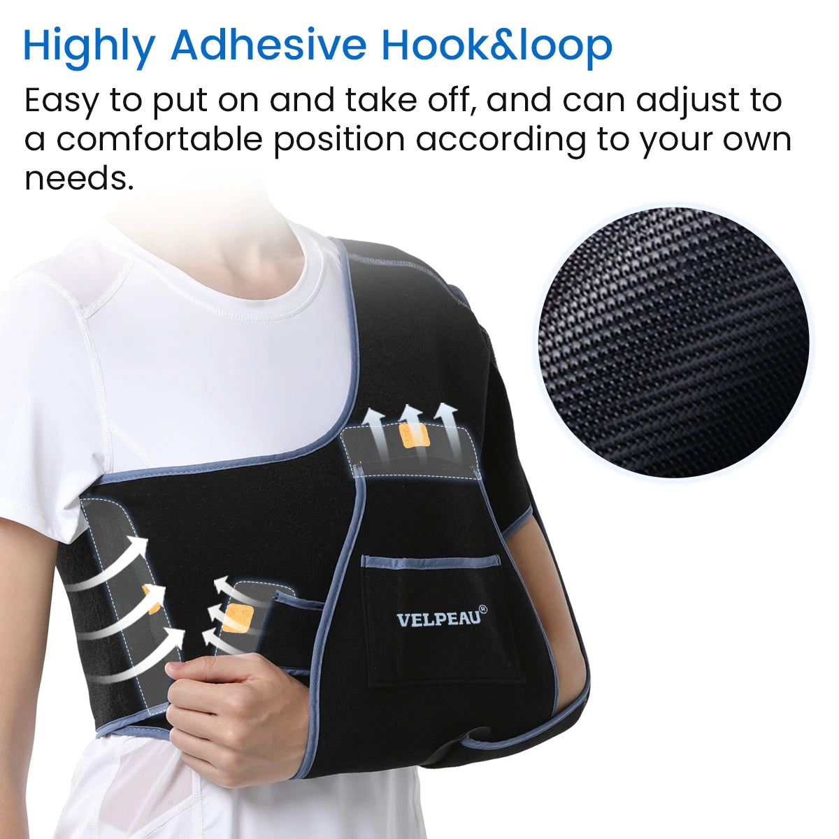 VELPEAU Shoulder Sling Breathable for Rotator Cuff Tear, Arm Fracture and Dislocation, Shoulder Immobilizer for Sleeping