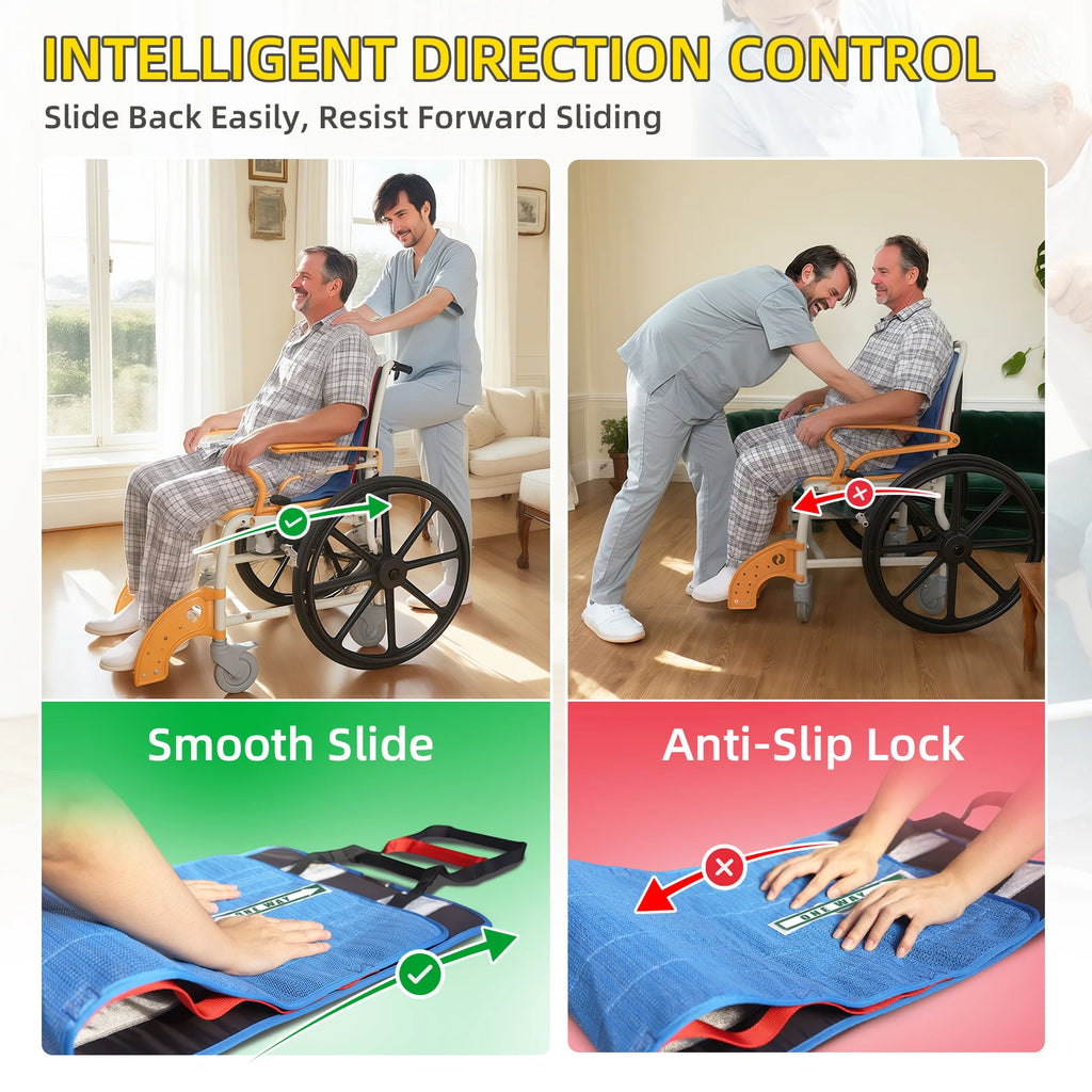 Ehucon One Way Transfer Support Seat Cushion with Handles,Non-Slip Fall Prevention Pad for Elderly 48.4"x16.7" Pack of 1 PC