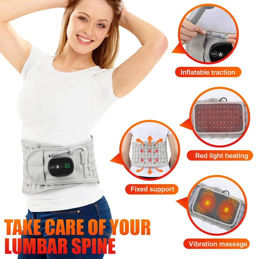 Heat Lumbar Brace Support Massager Waist Massager Back Belt Heath Care Comfortable Material for Office Workers Home Use