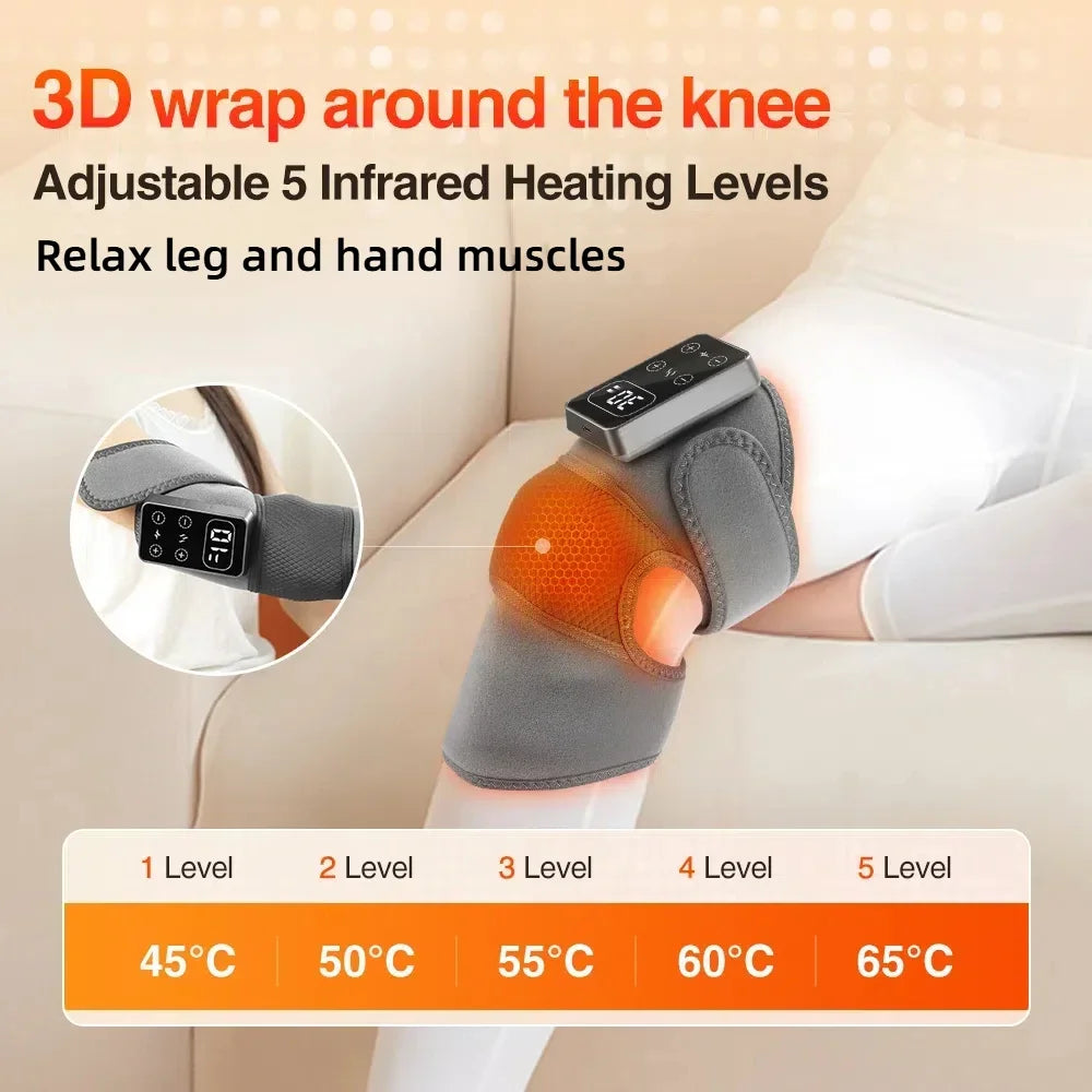 3 in 1 Cordless Thermal Knee Pad Knee Shoulder Massager Vibration Leg Arm Joint Brace Muscle Relax Joint Brace Muscle Relaxation
