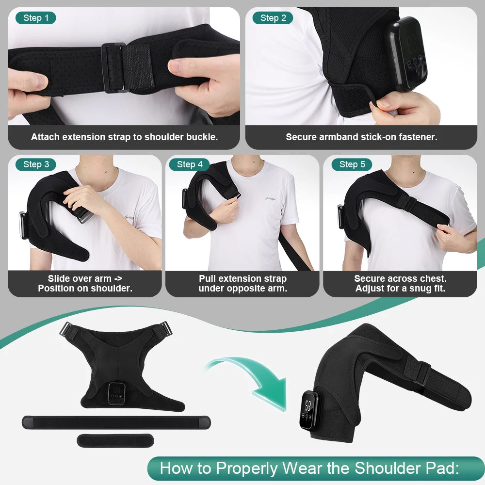 Electric Heating Shoulder Massage Heated Shoulder Brace Vibration Shoulder Massage Support Belt Strap for Arm Muscle Relaxation