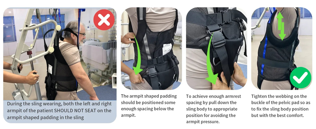 Ehucon Comfort Padded Patient Lift Walking Sling,Portable Hoyer Standing Harness to Handicap for Ambulating Support Training