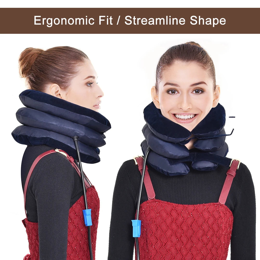 3 Layers Neck Stretcher Inflatable Air Neck Traction Apparatus Device Soft Neck Cervical Collar Pillow Health Care