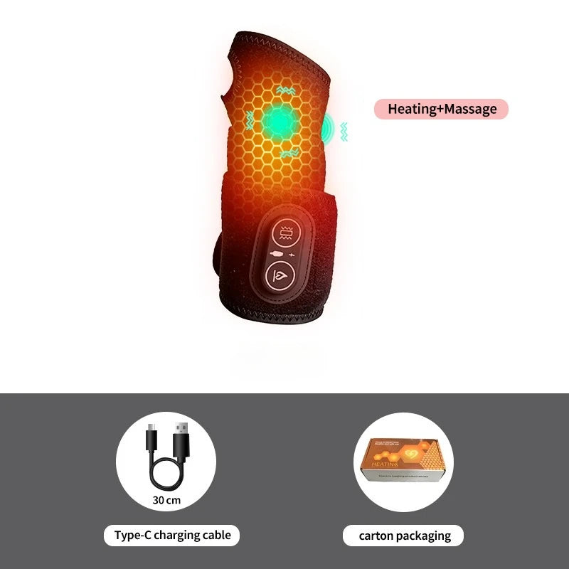Cordless Wrist Heating Pad Vibration Massage Heated Wrist Brace Left Right Hand  Women Men 3 Heat Vibration Levels Rechargeable