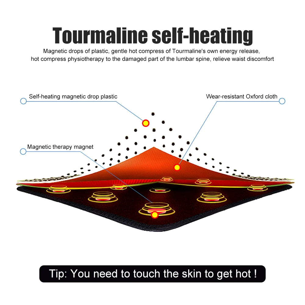 BYEPAIN Tourmaline Self-heating Magnetic Therapy Waist Support Belt Lumbar Back Waist Support Brace Double Banded Adjustable