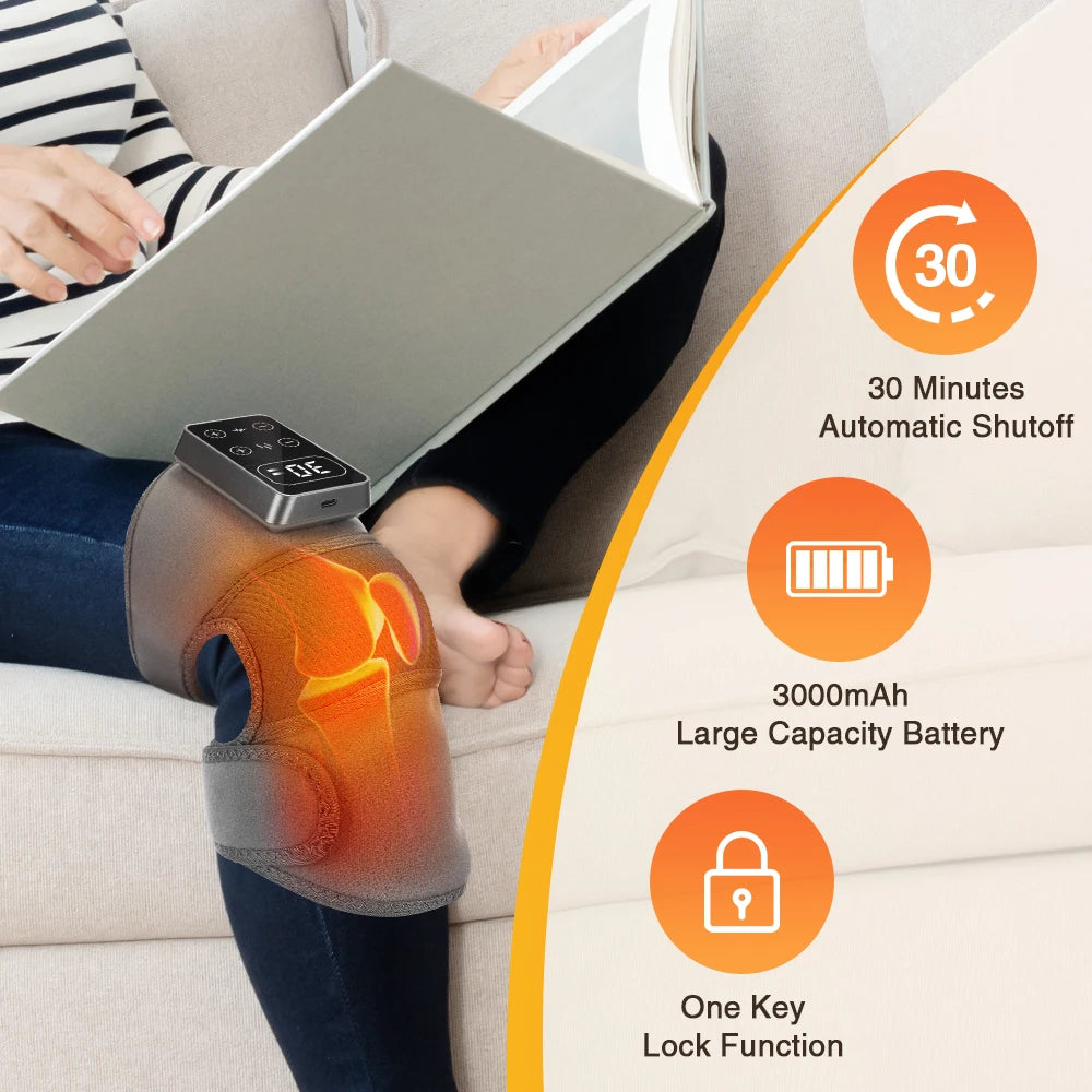3 in 1 Cordless Thermal Knee Pad Knee Shoulder Massager Vibration Leg Arm Joint Brace Muscle Relax Joint Brace Muscle Relaxation