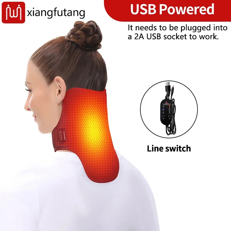 Electric Heating Neck Brace Cervical Vertebra Fatigue Therapy Reliever Neck Pain Relieve Strap Moxibustion Health Care Tool