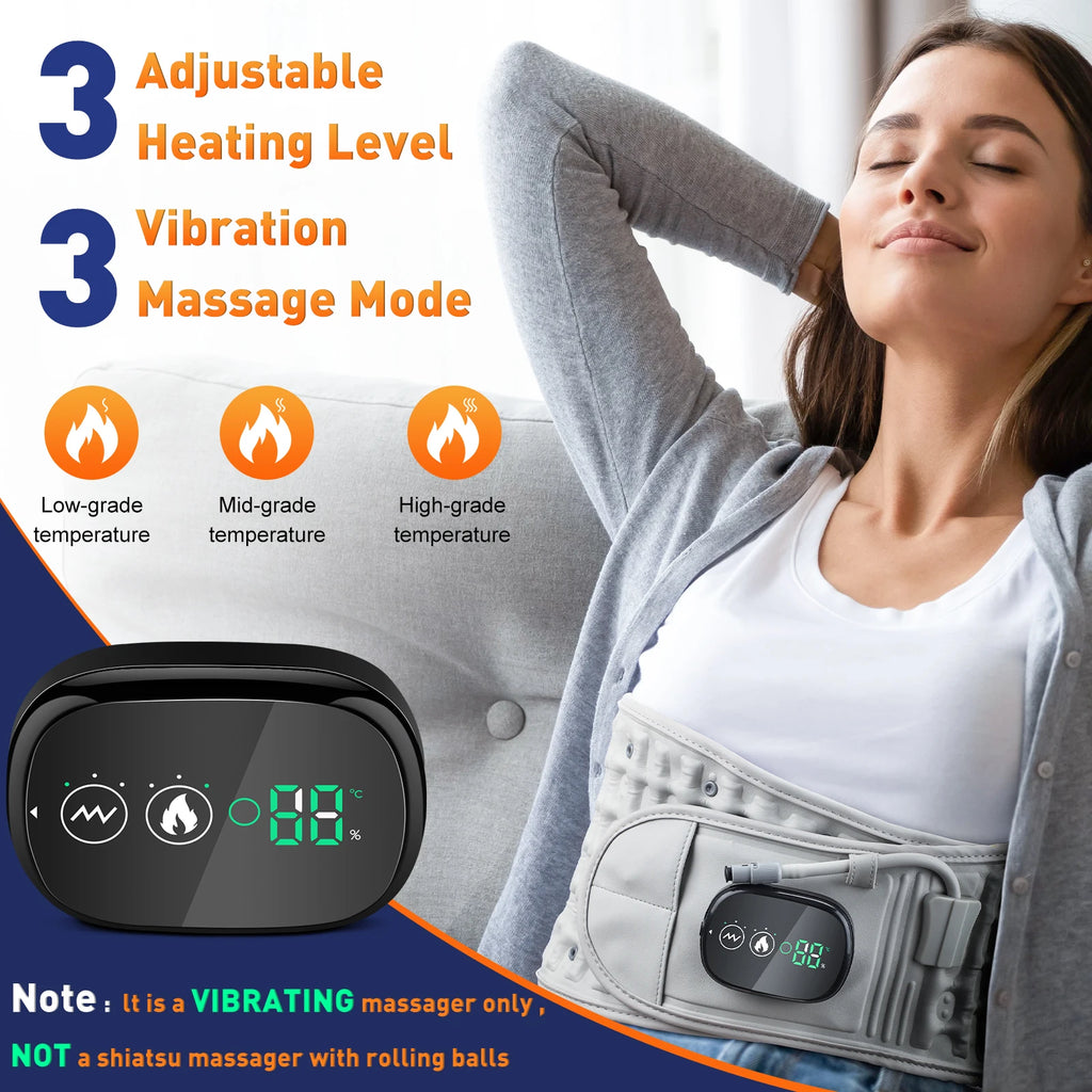Infrared Heating Waist Massager Electric Belt Vibration USB Charge Red Light Hot Compress Lumbar Back Support Brace Relaxation