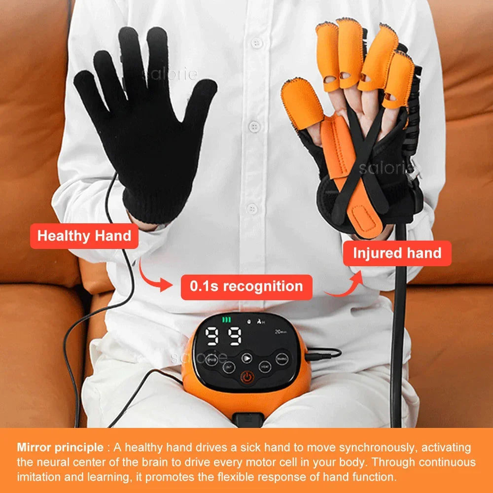Heated Rehabilitation Robot Gloves Finger & Hand Function Workout Recovery Tool Hemiplegia Stroke Physiotherapy Training Device