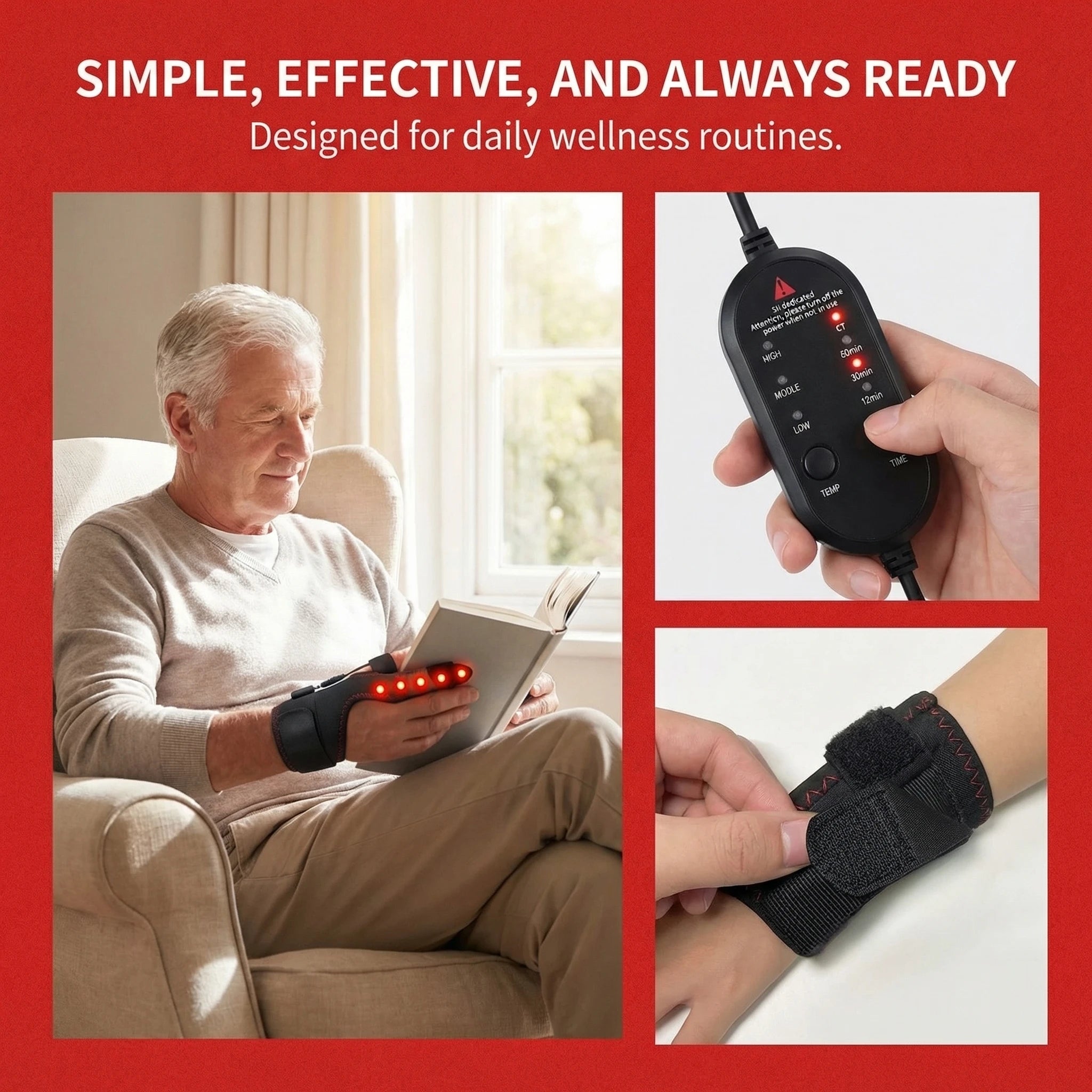 Electric Heating Wrist Vibration Pad with Three Gear Hot Compress USB Massager for Tendonitis Relief Wrist Support Relax Brace