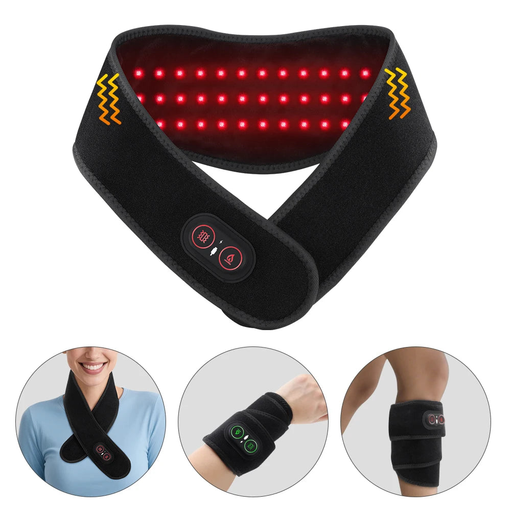 Heating Neck Brace 36pcs LED Beads 660&850nm Vibration Massage Neck Massager Neck Care Cervical Spine Warming Brace Belt