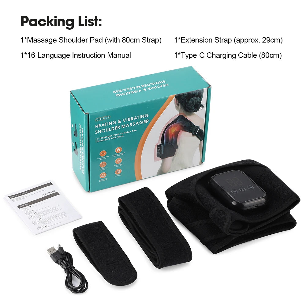 Electric Heating Shoulder Massage Heated Shoulder Brace Vibration Shoulder Massage Support Belt Strap for Arm Muscle Relaxation