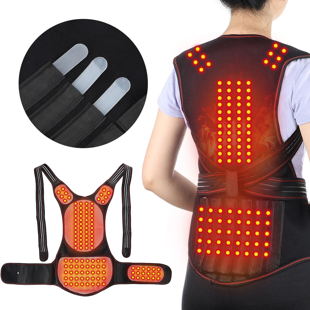 118 Tourmaline Self Heating Magnetic Therapy Waist Belt Spine Lumbar Brace Back Neck Shoulder Massager Posture Corrector Belt