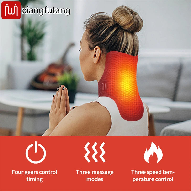 Electric Heating Neck Brace Cervical Vertebra Fatigue Therapy Reliever Neck Pain Relieve Strap Moxibustion Health Care Tool