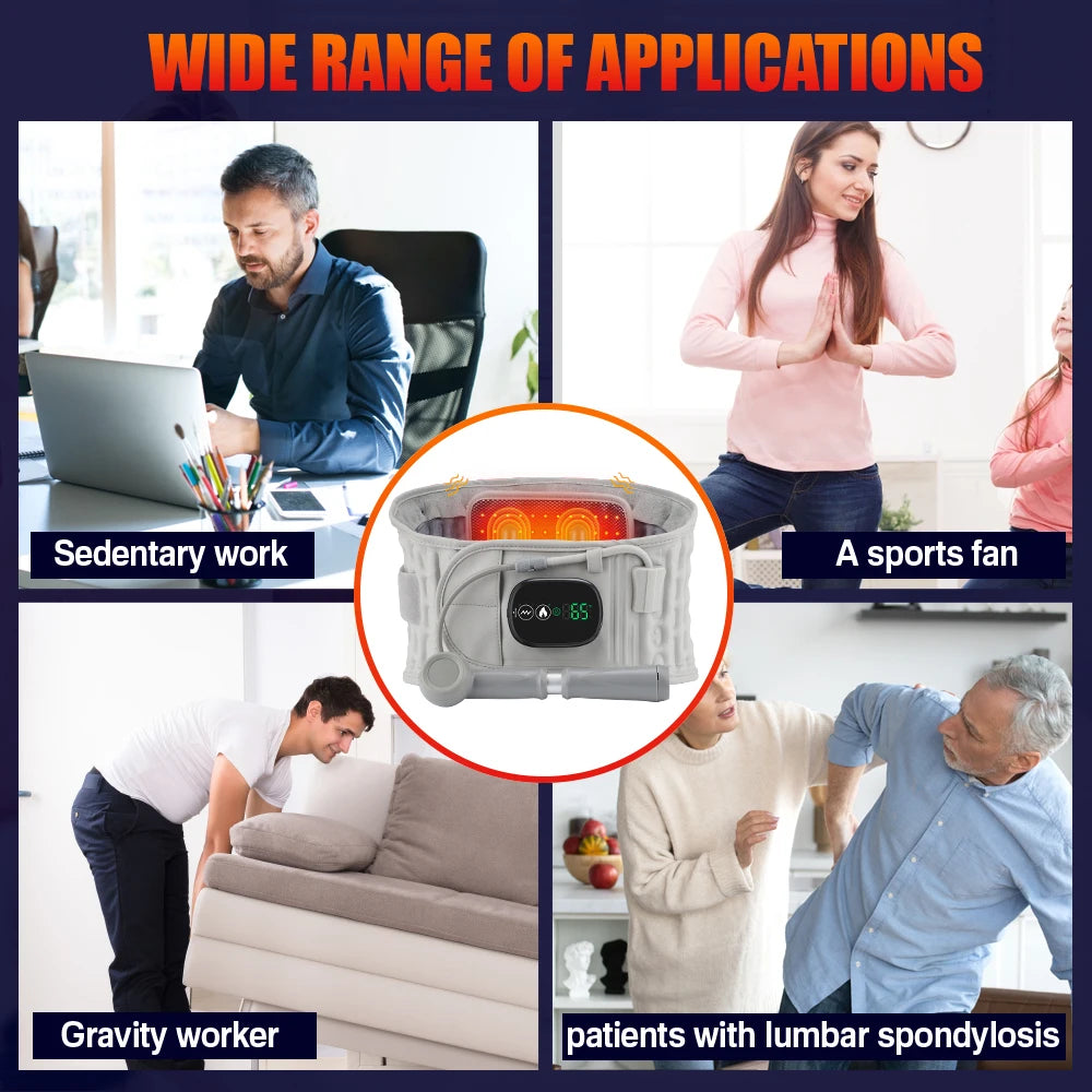 Heat Lumbar Brace Support Massager Waist Massager Back Belt Heath Care Comfortable Material for Office Workers Home Use