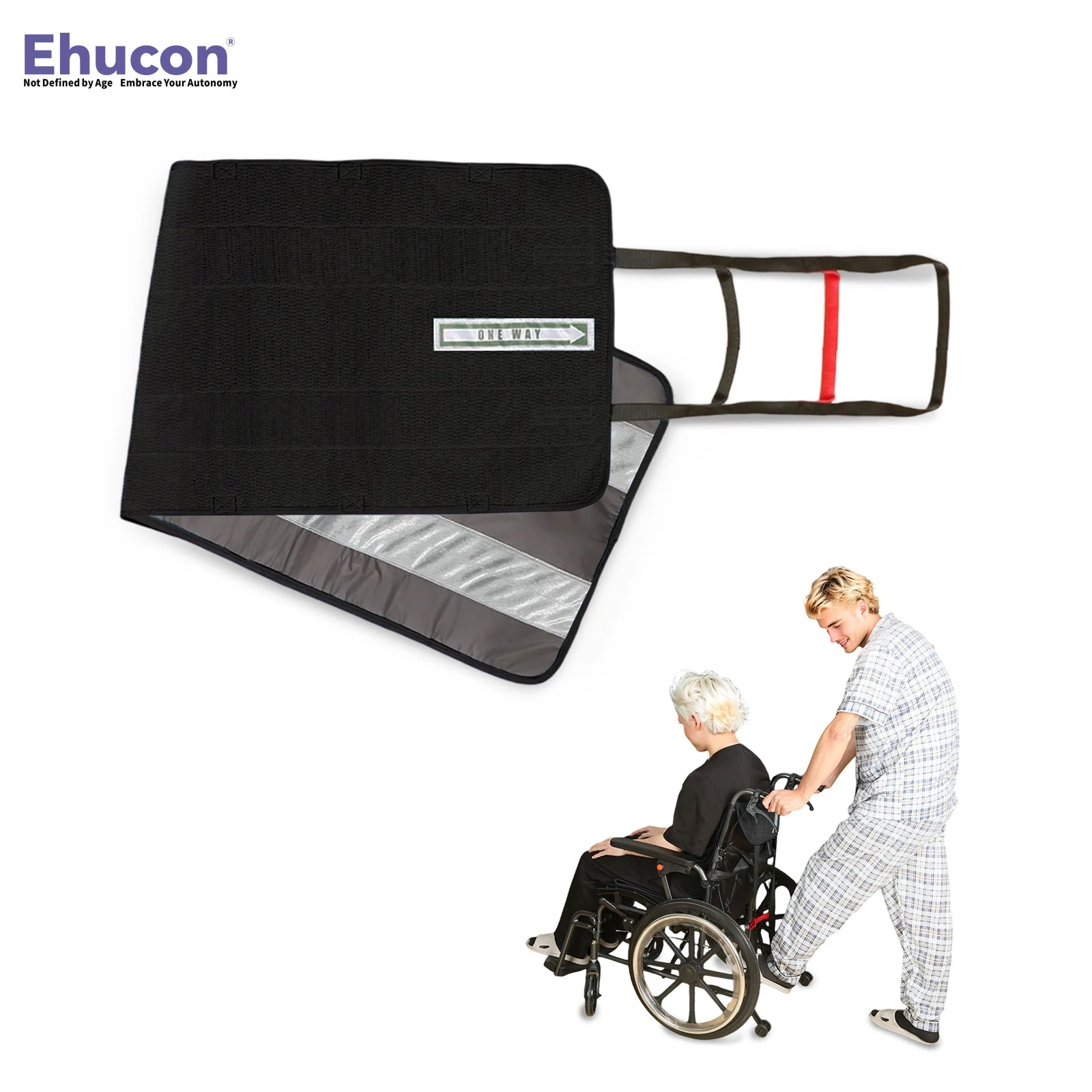 Ehucon One Way Transfer Support Seat Cushion with Handles,Non-Slip Fall Prevention Pad for Elderly 48.4"x16.7" Pack of 1 PC