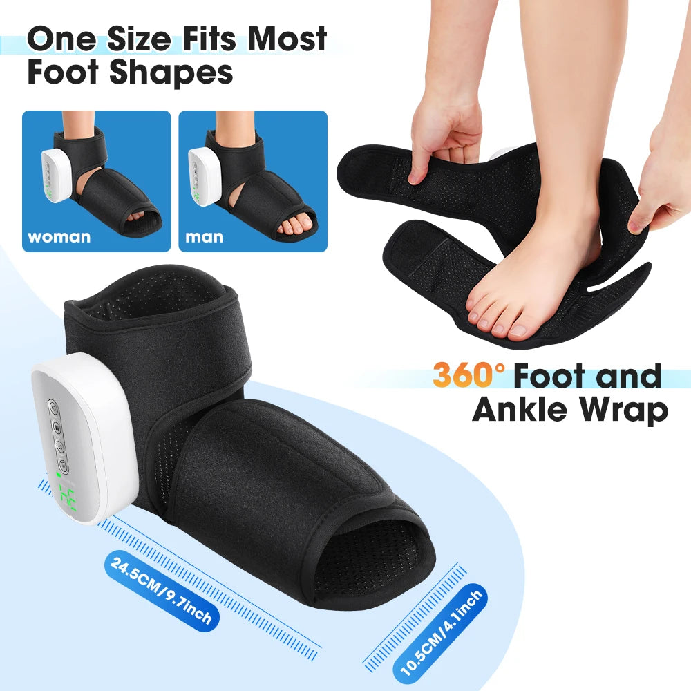 Portable Foot Massager with Heat, Cordless Ankle Massage for Plantar Fasciitis, Swelling, Compression Boot for Circulation