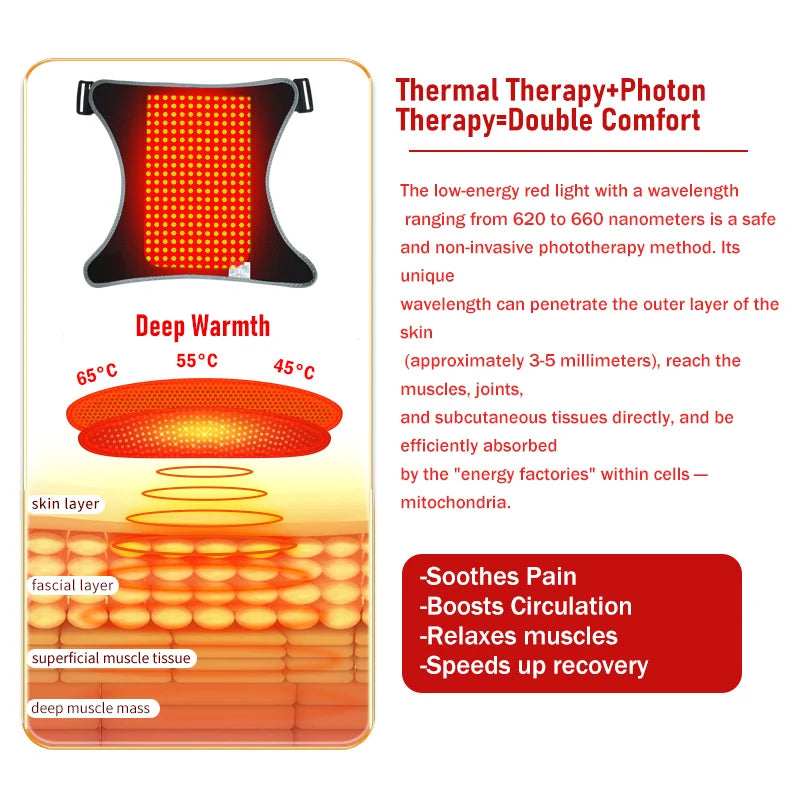 Red Light Heating Massage Hip Support 3 Vibration Brace for Joint Pain Relief Muscle Relaxation Arthritis And Fatigue Recovery