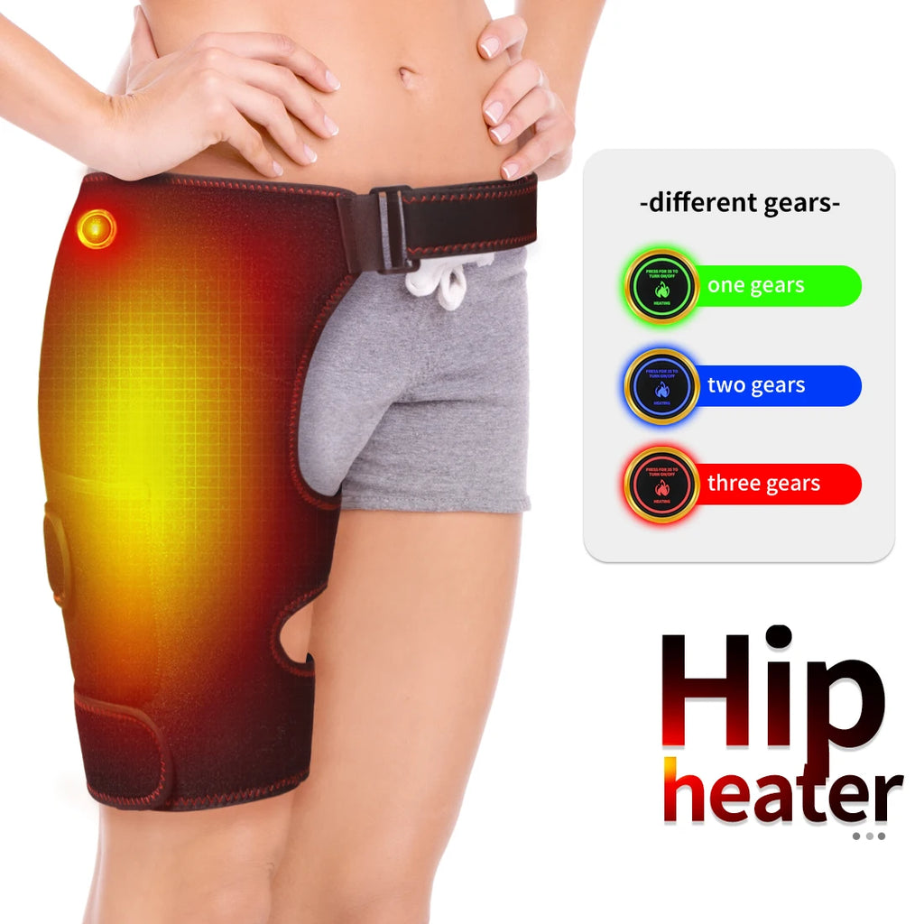 Full-Wrap Hip Support Brace with Massager Sciatica Pain Relief Buttock Physical Therapy Recovery Focused Hip Heating USB-Powered